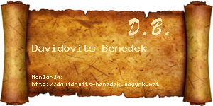 Davidovits Benedek névjegykártya